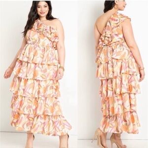 Melissa Mercedes X Eloquii Floral Ruffle Maxi Dress